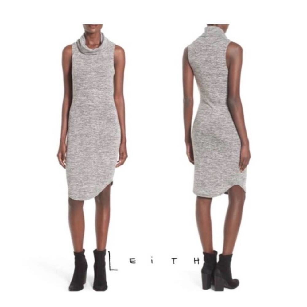 Leith Cowl Neck Sleeveless Knit Dress Grey Size Small